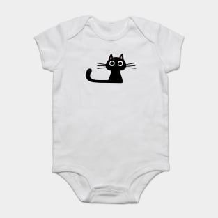 Cutie Kitty Cat Wide Eyed Black Kitten Baby Bodysuit